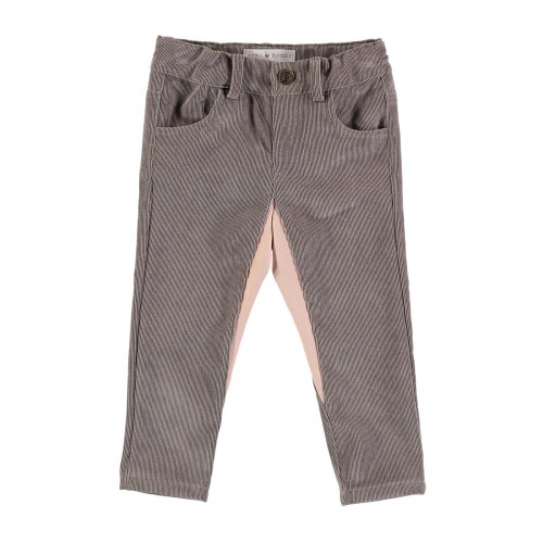 Skinnies taupe com detalhes em rosa
